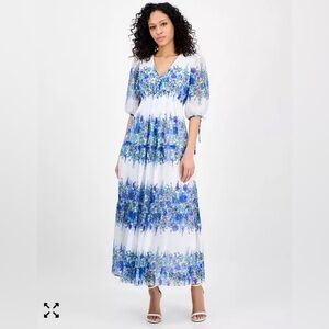 TAYLOR WOMEN’S PRINTED V-NECK SMOCKED-WAIST DRESS (NWT) - SIZE 10!